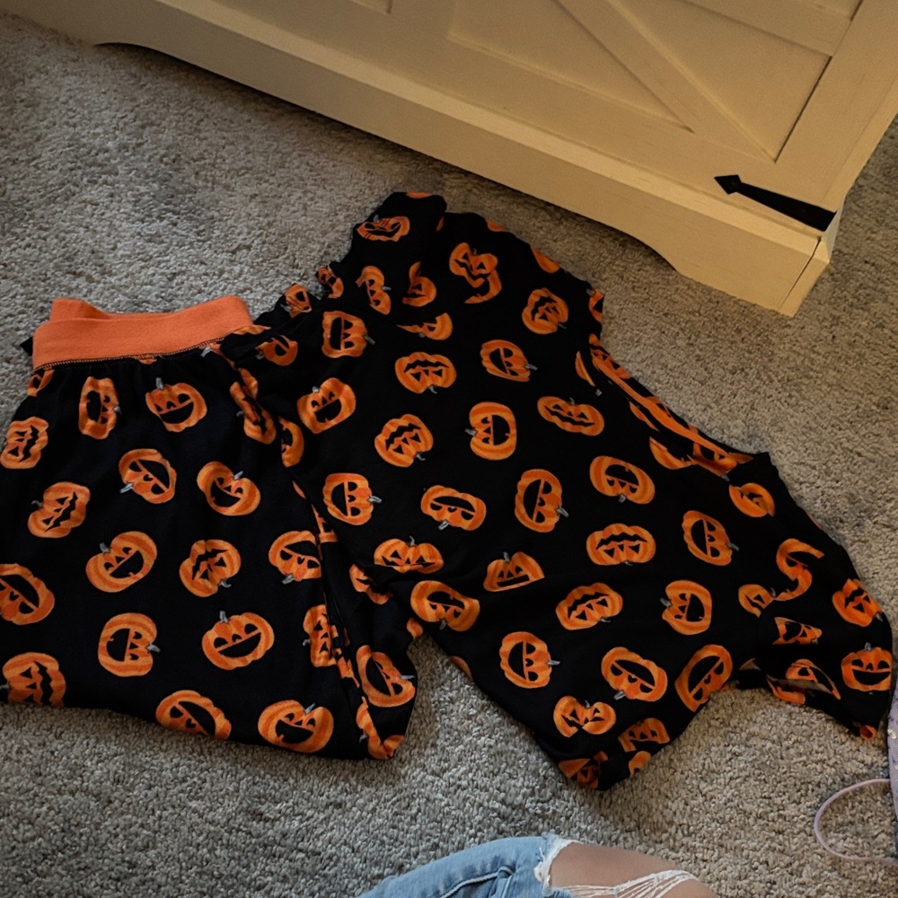 Black & Orange Pumpkin Pajama Set